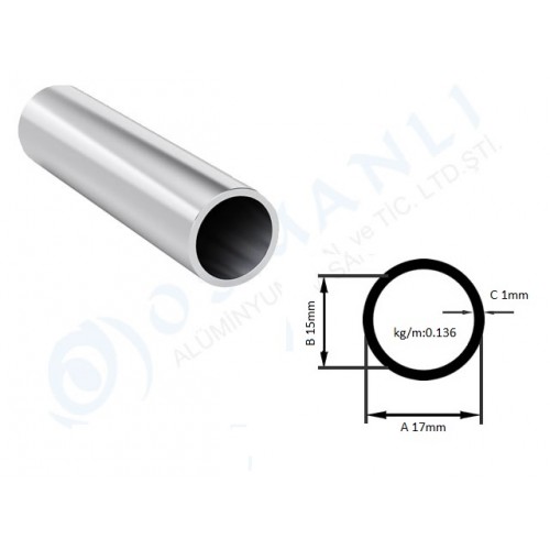 Alüminyum Boru Dış Çap 17mm X Et Kalınlık 1mm Alüminyum Boru Dış Çap 17mm X Et Kalınlık 1mm
